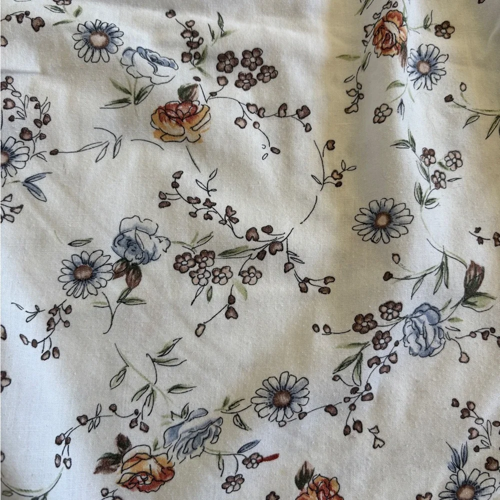 Vintage Cabrais White Blue Orange Floral Collared Button Up Grandmacore Shirt 22 - Picture 7 of 8